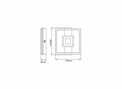 Plafondlamp Baldo 29,5x27,5cm - metaal/hout/kunststof - zwart/naturel