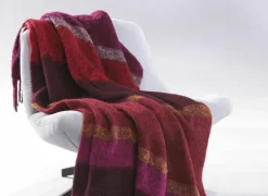 Plaid Mohair Look 130x190cm - polyester & wol - roze & rood