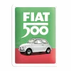 Plakkaat Fiat 500 15x20cm - metaal - groen & rood