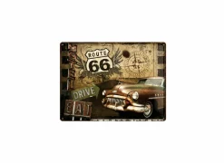 Plakkaat Route 66 40x30cm - metaal - multicolor