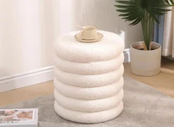 Poef Drunk Ø38cm - stof - wit