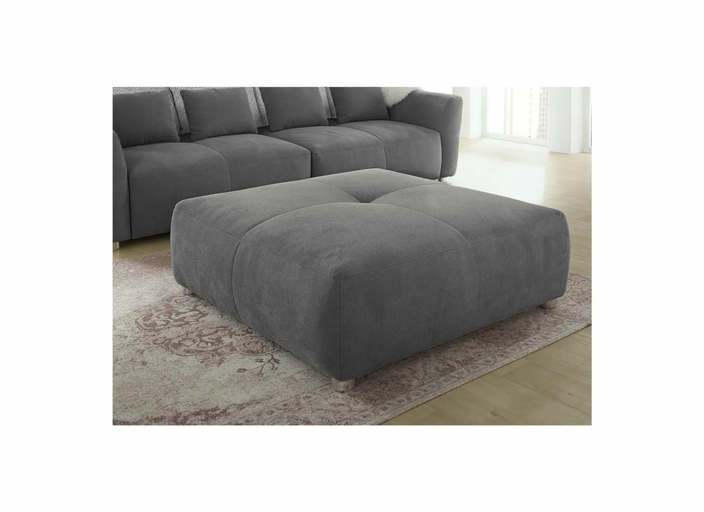 Poef Gulliver 126x126x41cm - stof - donkergrijs