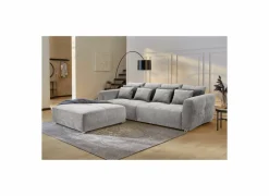 Poef Gulliver 126x126x41cm - stof - lichtgrijs