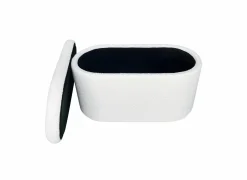 Poef Suzanna met opbergruimte 82x42cm bouclé wit