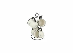 Rek 4 mokken Alix 20cl - porselein & metaal - zwart & wit