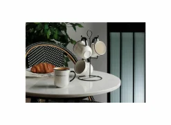 Rek 4 mokken Alix 20cl - porselein & metaal - zwart & wit