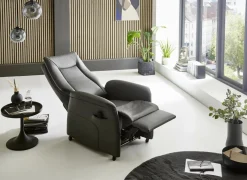 Relaxzetel Hukla elektrisch - leder - antraciet met 2 motoren & extra lange beensteun