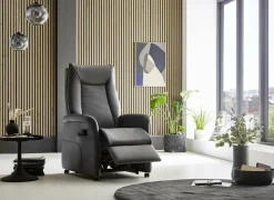 Relaxzetel Hukla elektrisch - leder - antraciet met 2 motoren