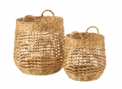 Rieten mand Waterhyacinth  42,5x55cm - riet - naturel set van 2