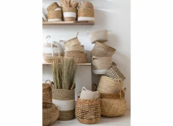 Rieten mand Waterhyacinth  42,5x55cm - riet - naturel set van 2