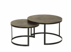 Salontafel Brass Ø75/Ø60cm - metaal - antique brass set van 2