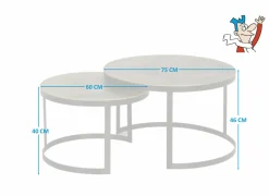 Salontafel Brass Ø75/Ø60cm - metaal - antique brass set van 2
