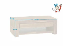 Salontafel Carbone 125x65cm - sheesham massief &  decor - naturel