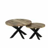 Salontafel Cenote Ø77/Ø55cm - hout massief - naturel set van 2