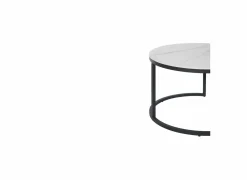 Salontafel Ø70/Ø50cm - keramiek & metaal - wit set van 2