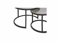 Salontafel Ø70/Ø50cm - keramiek & metaal - grijs set van 2