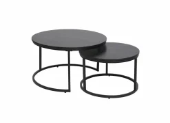 Salontafel Ø80/Ø60cm - melamine - nero set van 2