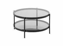 Salontafel Ø79cm - metaal - zwart mat & smoked glass