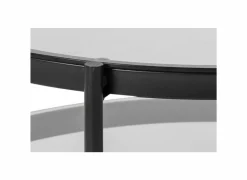 Salontafel Ø79cm - metaal - zwart mat & smoked glass