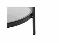 Salontafel Ø79cm - metaal - zwart mat & smoked glass