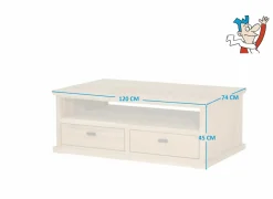 Salontafel Grimaldi 120x74cm - eik massief - naturel