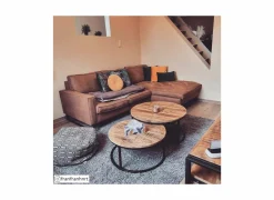 Salontafel Half Moon Ø80cm - metaal - naturel & zwart