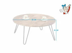 Salontafel Liceo Ø80cm - MDF - zwart & bruin