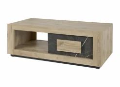 Salontafel Sacha 130x65cm - melamine - canyon oak & marble