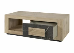Salontafel Sacha 130x65cm - melamine - canyon oak & marble