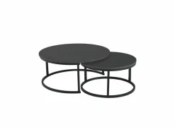 Salontafel Sunrise 80x35/60x32cm - MDF & melamine - zwart set van 2