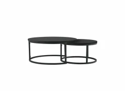 Salontafel Sunrise 80x35/60x32cm - MDF & melamine - zwart set van 2