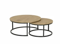 Salontafel Sunrise 80x35/60x32cm - MDF & melamine - eik set van 2