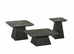 Salontafel Thalia 40x40cm - mango massief - zwart