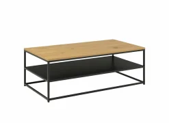 Salontafel 120x60cm - melamine - wilde eik & mat zwart
