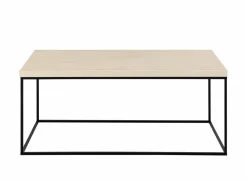 Salontafel 110x55x45cm - decor & staal - travertijn look & zwart