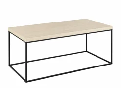 Salontafel 110x55x45cm - decor & staal - travertijn look & zwart