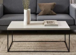 Salontafel 110x55x45cm - decor & staal - travertijn look & zwart