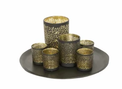 Schaal Frangipani Ø40cm - aluminium - zwart