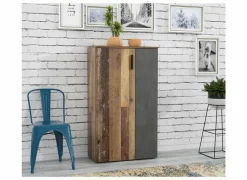 Schoenenkast Boots 69x34x120cm - decor - old wood & donkergrijs