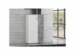 Schoenenkast Boots 69x34x120cm - decor - wit & beton