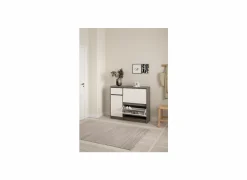 Schoenenkast Naia 109x32x93cm - decor - beton & wit hoogglans