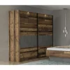 Schuifdeurkast Clif 220cm - decor - old wood & beton