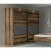 Schuifdeurkast Clif 270cm - decor - old wood & beton