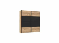 Schuifdeurkast Dalate 200cm - decor - kastanje eik & mat zwart