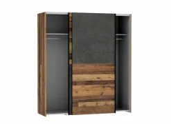 Schuifdeurkast Dederik 170cm - decor - oldwood vintage & donkergrijs