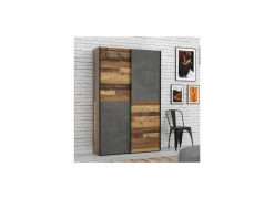 Schuifdeurkast Ozzula 120cm - decor - old wood vintage & beton