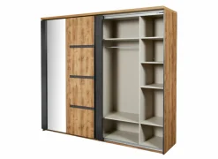 Schuifdeurkast Pauline 245cm - decor - donkerbruin