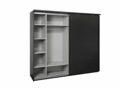 Schuifdeurkast Rosie 245cm - melamine - zwart