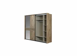 Schuifdeurkast Tanya 251cm - decor - canyon oak & zwart