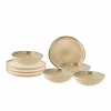 Serviesset Oona 8-delig - keramiek - zand & groen